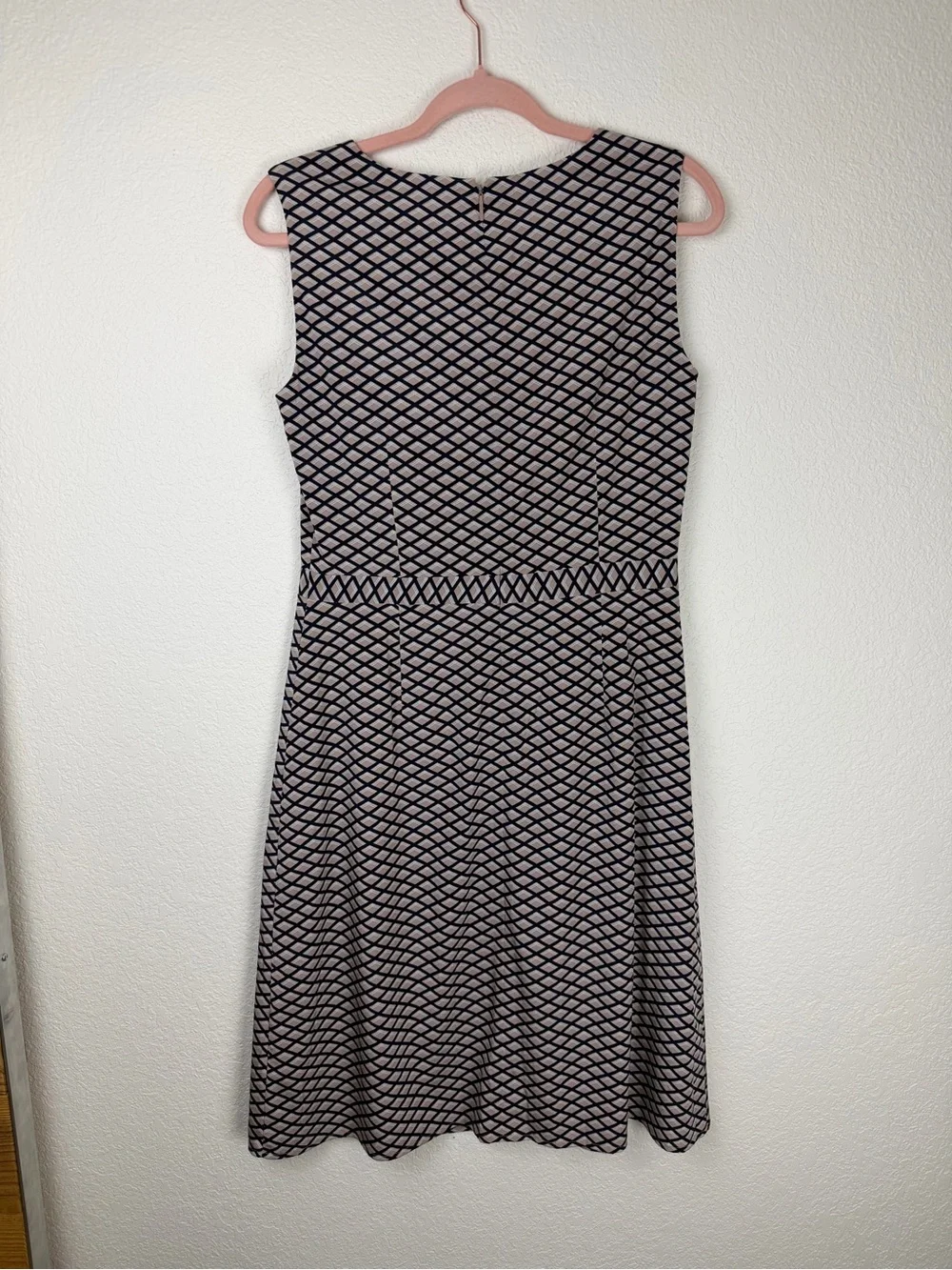 NWT Tory Burch Sleeveless A-Line Maxine Silk Geometric Dress Tan Blue 8